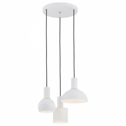 Designerska prosta lampa wisząca na okrągłej podsufitce 3 klosze różne wzory kolor biały biel mix SINES 1468 Argon