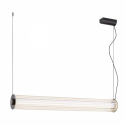 Duża lampa wisząca z ryflowanego transparentnego szkła tuba 120 cm tytan szczotkowany LED HAMPTON 8625 Argon