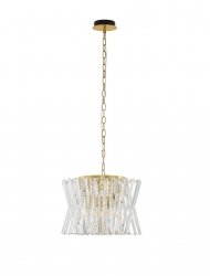 Złota kryształowa lampa wisząca owalna designerska glamour możliwość ściemniania MELUNTO LE45151 Luces Exclusivas