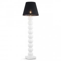 Lampa podłogowa stojąca efektowna awangardowa białe kule szklane czarny tkaninowy abażur FUDŻI 3659 Argon