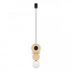 Nowoczesna Lampa Wisząca Drewniana W Stylu Boho Szklany Mleczny Klosz DROPS WOOD A 11173 Nowodvorski Lighting