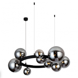 Czarna molekularna lampa wisząca szklane klosze w kolorze dymiony chrom BUBBLES 10 SMOKY AZ5869 + AZ5873 Azzardo 
