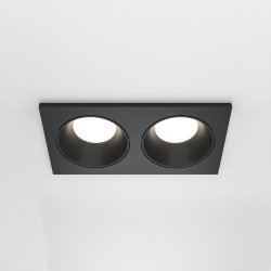 Lampa wbudowana wpuszczana w sufit 2-płomienna aluminiowa czarna prostokąt Zoom MAYTONI DL033-2-02B