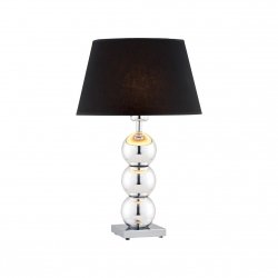 Lampa stołowa lampka nocna elegancka finezyjna chromowane szklane kule podstawa czarny tkaninowy abażur FUDŻI 3622 Argon