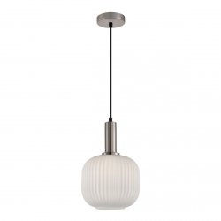 Nowoczesna lampa wisząca nad stół jadalniana biały szklany ryflowany klosz PENZI PND-31981-1S-SC-WH Italux
