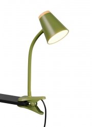 Lampa biurkowa nocna na klipsie LED zielona minimalistyczna klasyczna nowoczesna drewniany dekor PONGO R25831115 Rl