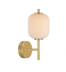 Designerski złoty kinkiet LED dekoracyjny ryflowany klosz AKARI WL31288/6.5W Zumaline