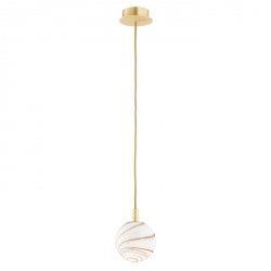 Mosiężna Lampa Wisząca Złota Marmur Alabastrowy Klosz Kula Mała ALMIROS 8450 ARGON