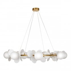 Designerska lampa wisząca CHIC ST-DL-2969 Step Into Design złota biała obręcz białe kuliste klosze do salonu jadalniana
