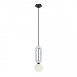 Szara lampa wiszaca kula biała Masso Italux PND-59839-1-LGR