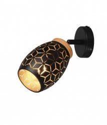 Nowoczesny kinkiet lampa ścienna czarna regulowana tuba klasyczna w stylu orientalnym metalowa drewniany dekor BIDAR R81571780 Rl