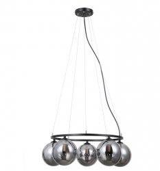 Lampa wisząca czarna dymione szklane klosze na okręgu designerska nowoczesna MOLITE PND-1098-5R-BK Italux