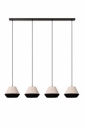 Nowoczesna uniwersalna lampa wisząca 4-płomienna lniany klosz owalna czarno-brązowa minimalistyczna regulacja wysokości KALA 06424/04/73 Lucide