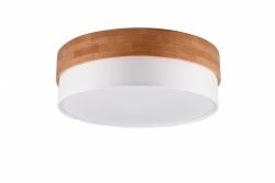 Nowoczesna dekoracyjna lampa sufitowa plafon naturalne drewno abażur z tkaniny SEASONS 611500301 Trio