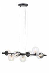 Czarna lampa wisząca na listwie szklane kule Avola 7 zwis Sigma 40792