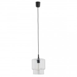 Modernistyczna szklana lampa industrialna wisząca przezroczysta kielich czarny przewód NEWA 3275 Argon