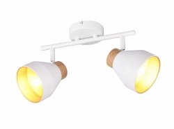 Nowoczesny plafon lampa sufitowa podwójna biała regulowana klasyczna uniwersalna metalowa drewniany dekor VALENTIN R81922031 Rl