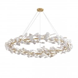 Dekoracyjna nowoczesna biała lampa wisząca ceramiczne listki 15 źródeł światła okrągła designerska boho BOTANIKA XY080P-150 Step Into Design