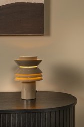 Dekoracyjna lampka stołowa beżowa geometryczna forma designerska rustykalna na komodę YINDRA 65503/01/41 LUCIDE