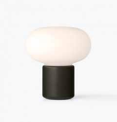 Lampka stołowa nocna przenośna okrągła ciemnozielona nowoczesna designerska dekoracyjna na komodę Karl-Johan 22010 New Works