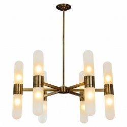  Nowoczesna designerska złota lampa wisząca 12-płomienna szklane klosze TRICON -HL-0168 RICHMOND King Home