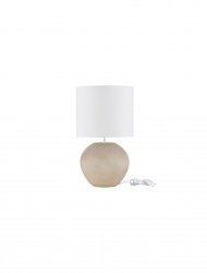 Lampka stołowa nocna abażurowy biały klosz gips klasyczna minimalistyczna uniwersalna możliwość ściemniania Luces Exclusivas