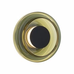 Designerski kinkiet LED okrągły retro oliwkowy szkło Krosno SOFI 9011 Argon 