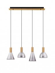 Klasyczna lampa wisząca LED 4-płomienna szare szklane klosze różne kształty minimalistyczna uniwersalna ściemnialna SARDUNO LE45140 Luces Exclusivas