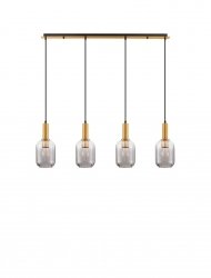 Klasyczna lampa wisząca 4-płomienna szare szklane klosze owalne minimalistyczna uniwersalna QUERISA LE45217 Luces Exclusivas
