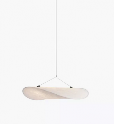 Lampa wisząca owalna materiałowa biała 70cm minimalistyczna klasyczna uniwersalna TENSE 21230 New Works