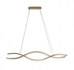 Elegancka lampa wisząca kryształowa LED żyrandol glamour w kolorze złotym podłużna SPARK WAVES 120 cm AZ6563 CCT DIMM + REMOTE CONTROL AZZARDO do salonu jadalni nad stół 