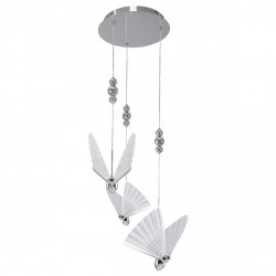 Dekoracyjna lampa wisząca LED w kolorze chrom CCT motyl glamour MARIPOSA LP-1715/3P CH Light Prestige