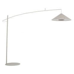 Abażurowa lampa stojąca podłogowa łukowa POISE silk gray A Nowodvorski lighting 11686 salonowa do sypialni lampa stojąca na wysięgniku