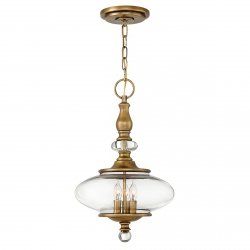 Lampa wisząca Wexley - 3 źródła światła szklana stary mosiądz retro dworkowa HK-WEXLEY-3P-HB HINKLEY