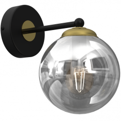 Dekoracyjny czarny kinkiet szklany okrągły dymiony klosz REFLEX MLP8412 Milagro