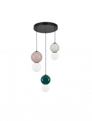Minimalistyczna lampa wisząca potrójna LED szklany klosz kule uniwersalna nowoczesna wielokolorowa JORELIA LE45258 Luces Exclusivas