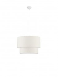 Lampa wisząca biała lniany abażur okrągły 50cm uniwersalna minimalistyczna dekoracyjna Luces Exclusivas