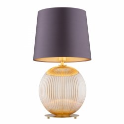 Lampa stołowa lampka nocna nowoczesna elegancka szklana kula miodowy lister śliwkowy abażur satyna HAMILTON 8537 Argon