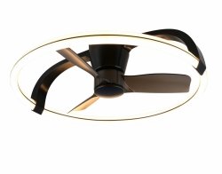 Nowoczesna lampa sufitowa z wiatrakiem LED czarna okrąg klasyczna minimalistyczna ściemnialna na pilota STOCKHOLM R64262132 Rl