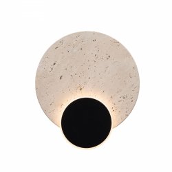 Kinkiet ścienny LED czarny stalowy kamień naturalny okrągły designerski Travertino W0395 Maxlight 