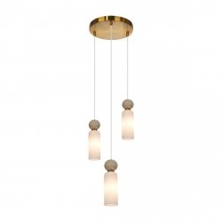 Nowoczesna lampa wisząca żyrandol potrójny Santos Italux PND-95331-3-BRSS Opalowy beżowy nad wyspę stół Art Deco