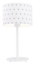 Dziecięca lampa stołowa biurkowa lampka nocna biała z tkaninowym abażurem w szare gwiazdki stal lakierowana MAGIC 4125 Argon