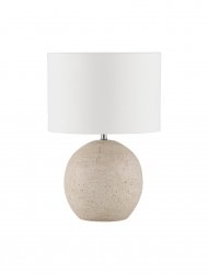 Lampka stołowa nocna ceramiczna tkaninowy biały abażur skandynawska minimalistyczna klasyczna kula SALONTE LE45285 Luces Exclusivas