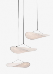 Lampa wisząca owalna materiałowa biała potrójna 55cm minimalistyczna klasyczna uniwersalna TENSE 23010 New Works