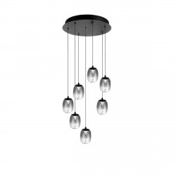 Szklana Designerska Lampa Wisząca LED Dymiony klosz PAMELA 11 ROUND 7 AZ6270 AZZARDO