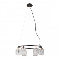 Kryształowa lampa wisząca okrągła Simona Italux PND-40814-6-BK-HBR jadalniana nad stół