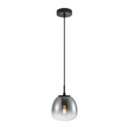 Lampa wisząca Italux Capella PND-3650-1S-BK-CSG Czarna, Szklany Klosz Dymiony