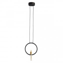 Designerska lampa wisząca okrąg LED czarna siedząca postać dekoracyjna AMICI ST-D7774 black Step Into Design