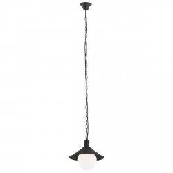 Industrialna ogrodowa lampa wisząca vintage na łańcuchu czarna metalowa mleczny klosz szkło regulacja wysokości ERBA BIS 3285 Argon