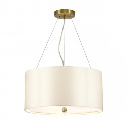 Lampa wisząca 46 cm Pearce 3 źródła światła postarzany mosiądz jedwabny abażur minimalistyczna DL-PEARCE18-3LT-IV-AB ELSTEAD LIGHTING